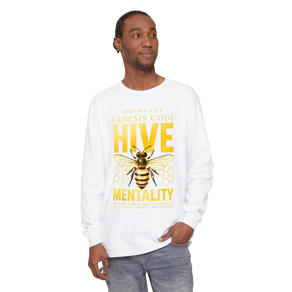 Hive Mentality Long Sleeve Tee — Bee Graphic Inspirational Shirt