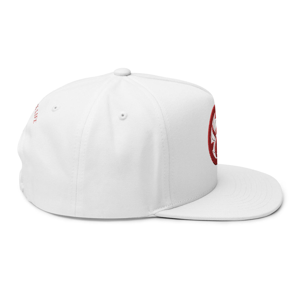 Embroidered Phoenix Life Genesis Code Flat Bill Cap — Red Origin Symbol Snapback