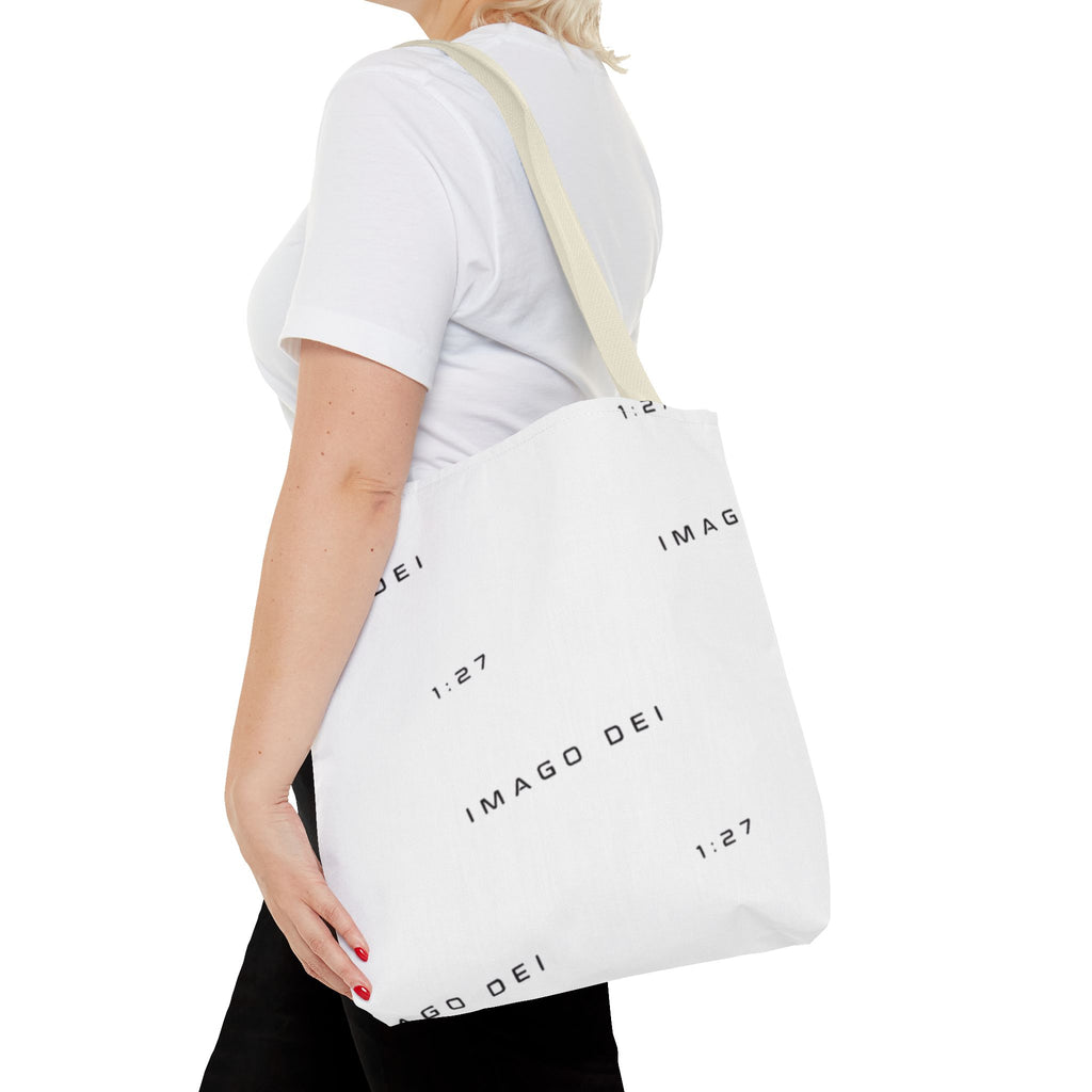 Imago Dei Accesories White Tote Bag — Minimalist Faith-Inspired Canvas Carryall