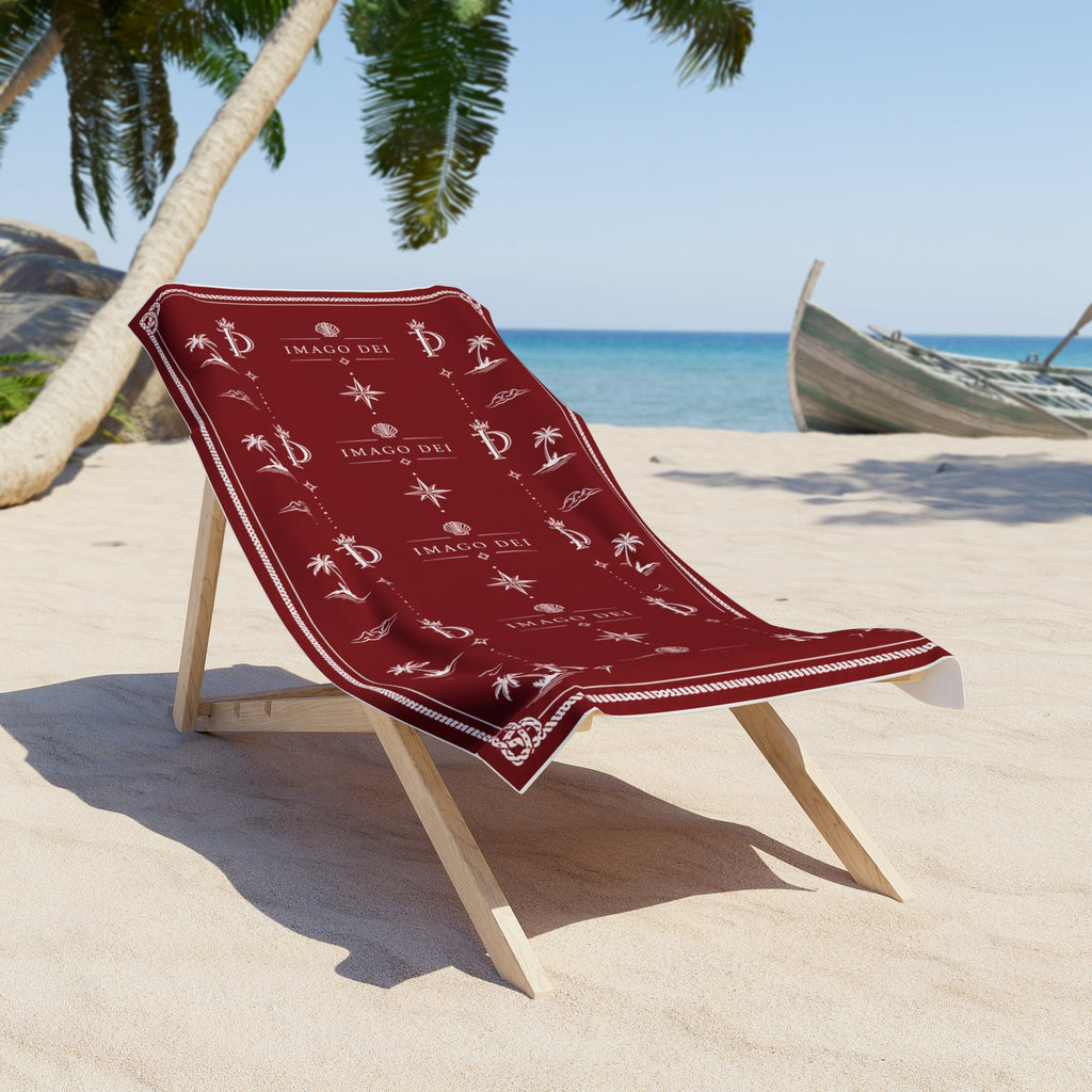 Maroon Imago Dei Bandana Beach Towel — Palm & Sail Pattern