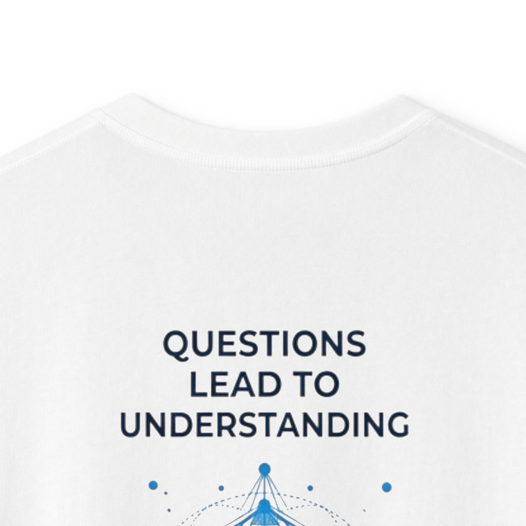 Kids Tee — 'NEO' Robot Graphic with 'Questions Lead to Understanding, Possibilities' Backprint