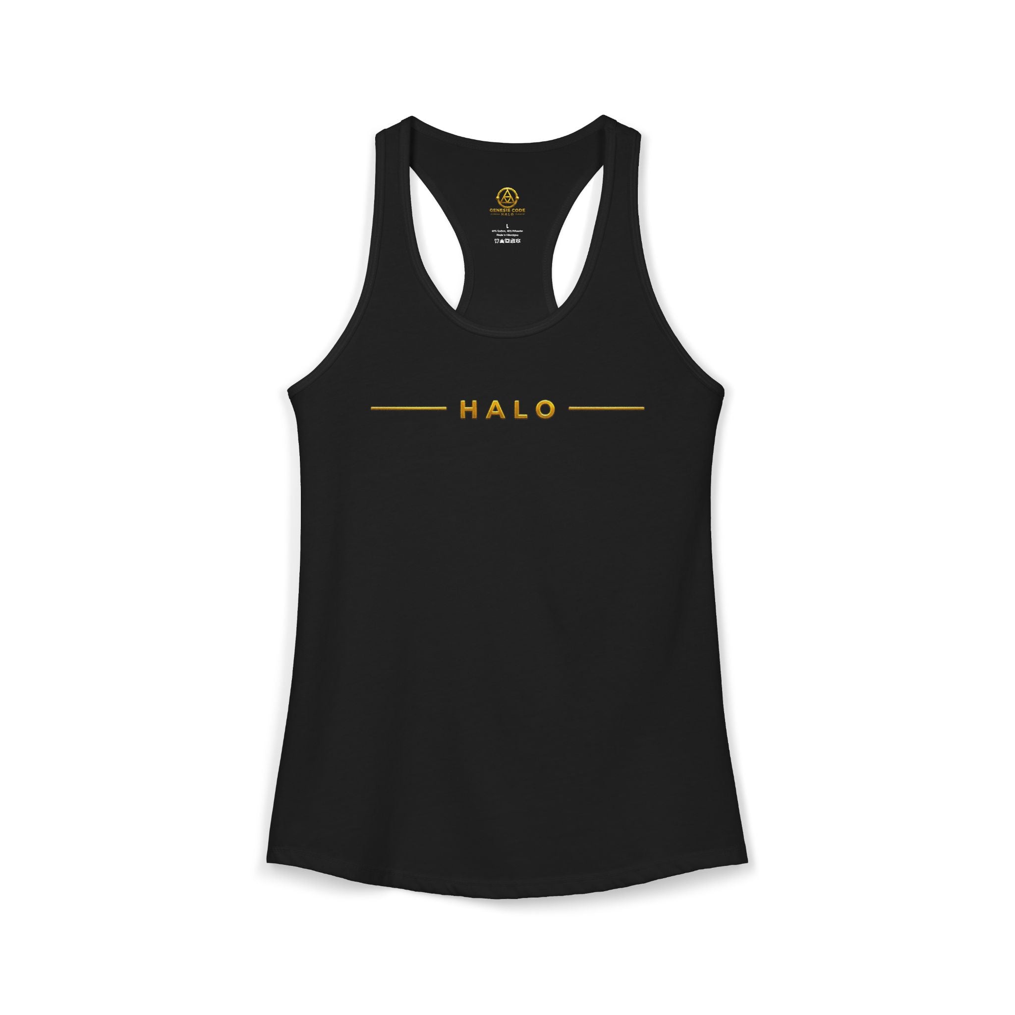 Genesis Code HALO™ Racerback Tank – Black & Gold Edition