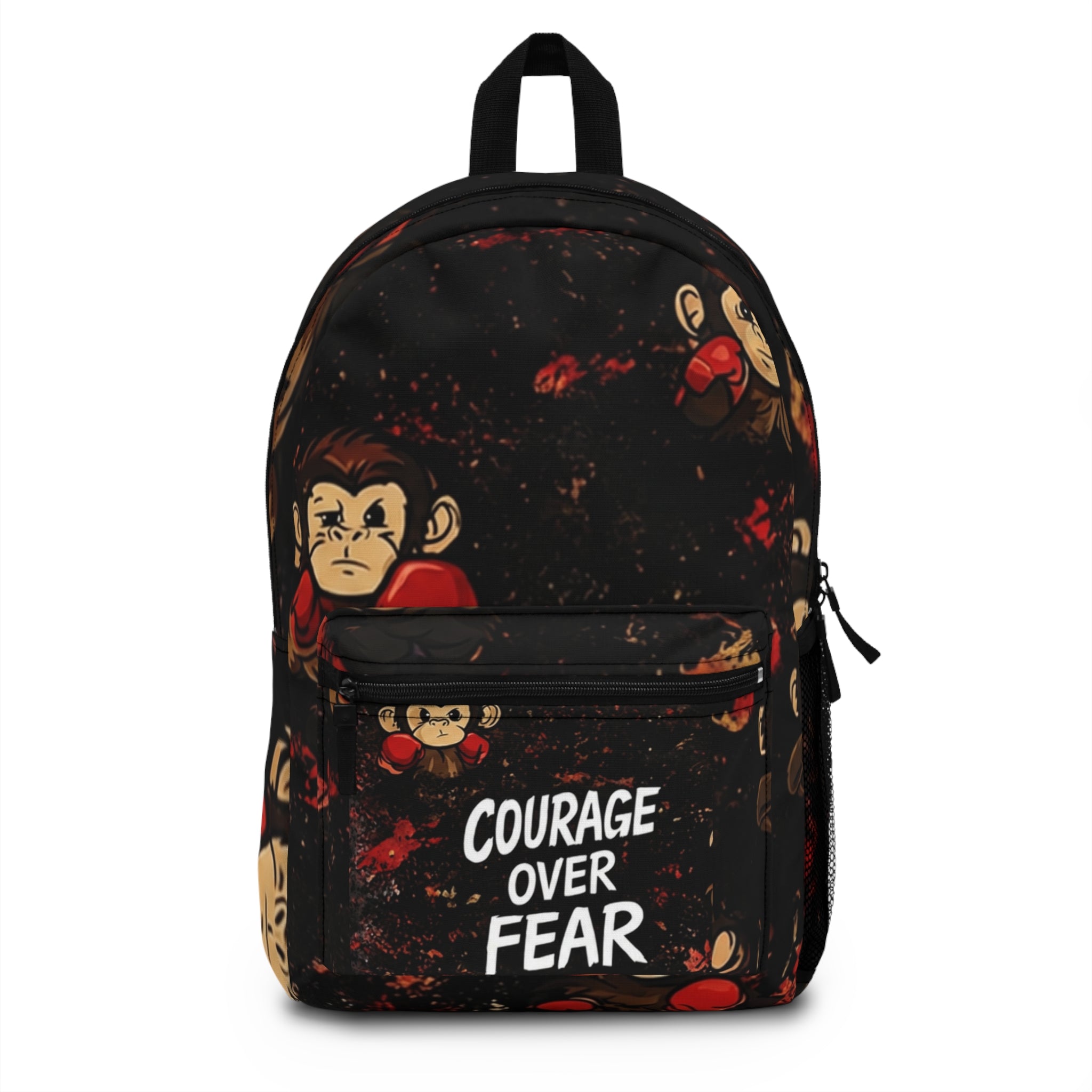 Courage Over Fear Backpack — Motivational Monkey Print School Bag