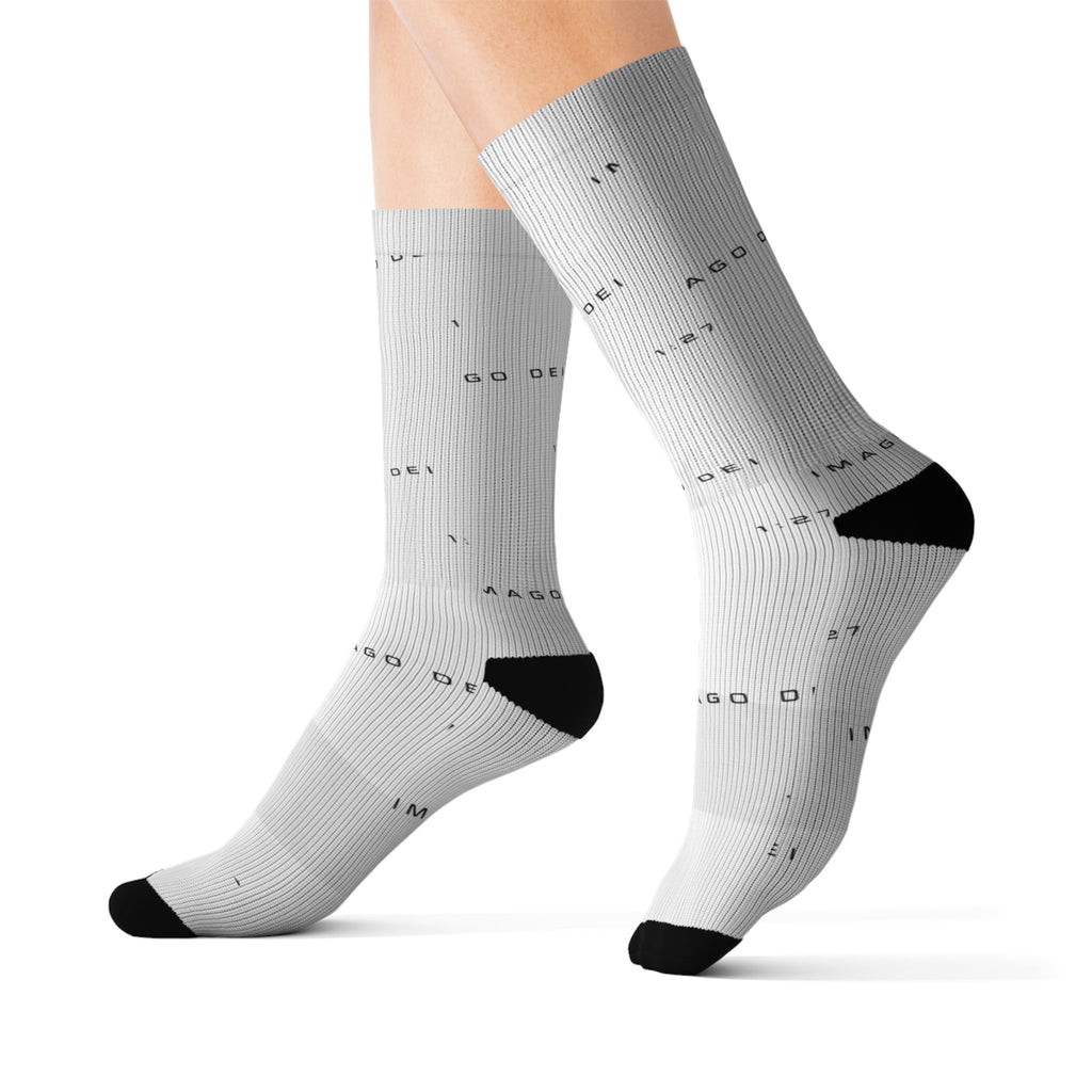 IMAGO DEI Elite Pattern Sublimation Socks — Lightweight Crew Socks with Neutral Geometric Design