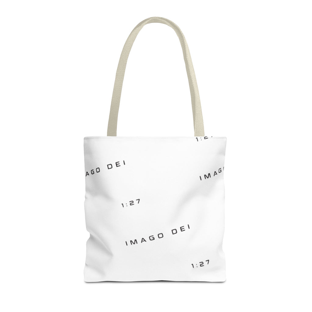 Imago Dei Accesories White Tote Bag — Minimalist Faith-Inspired Canvas Carryall