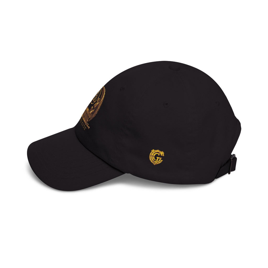 Embroidered Gold Genesis Code Crest Dad Cap — Classic White Baseball Hat