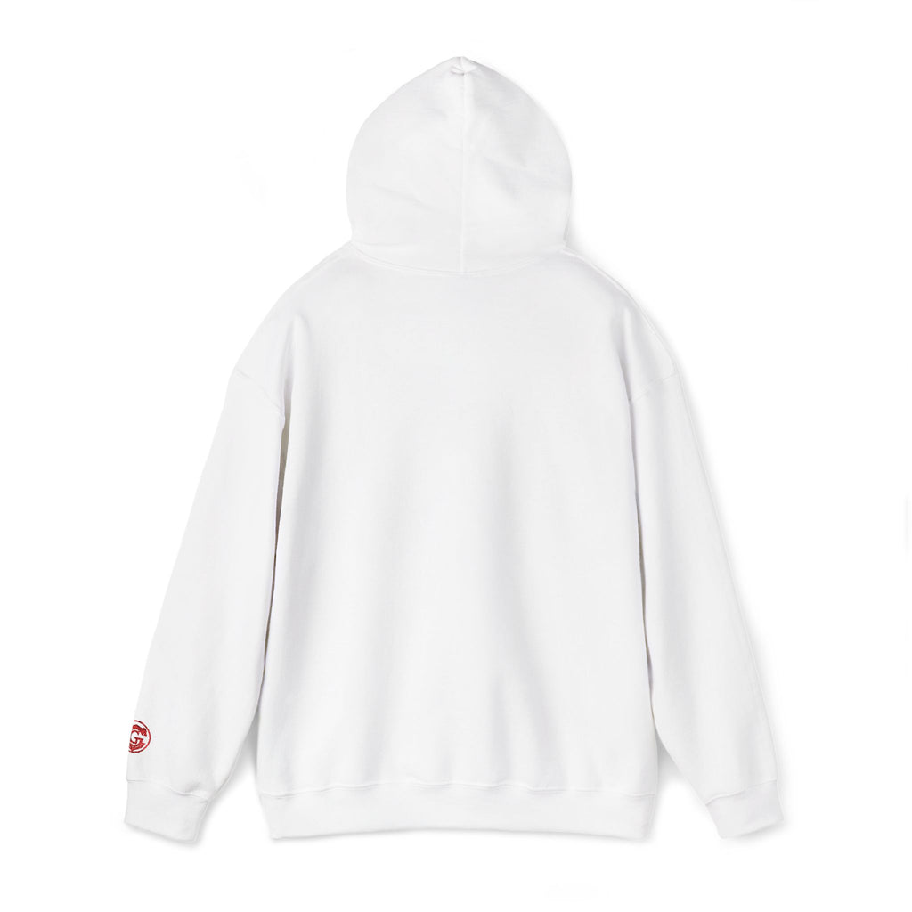 Genesis Code HALO ARMOR (White) Hooded Sweatshirt – Minimal Geometric Logo Pullover