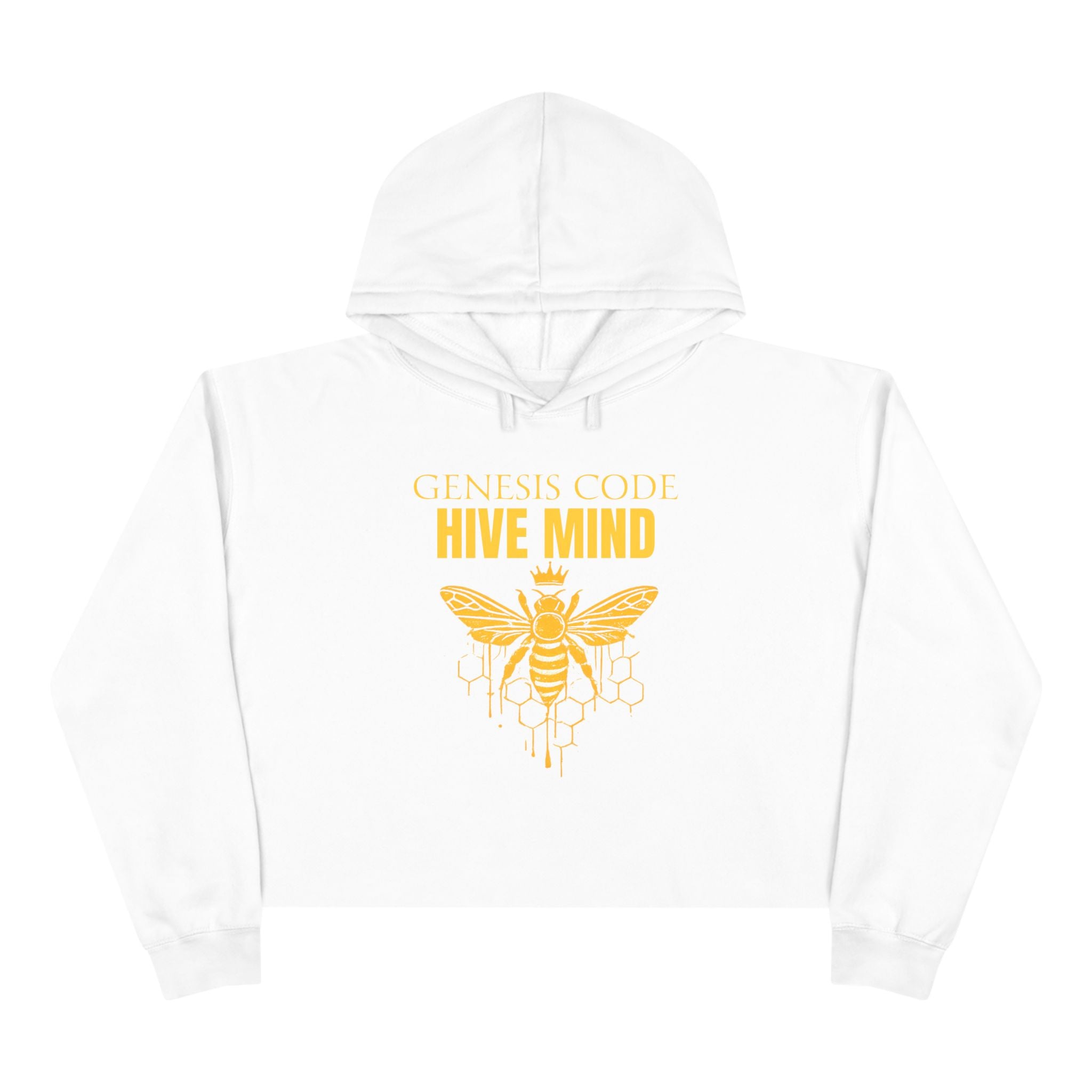 "HIVE" Crop Hoodie — Golden Bee Graphic Crop Hoodie (Genesis Code)