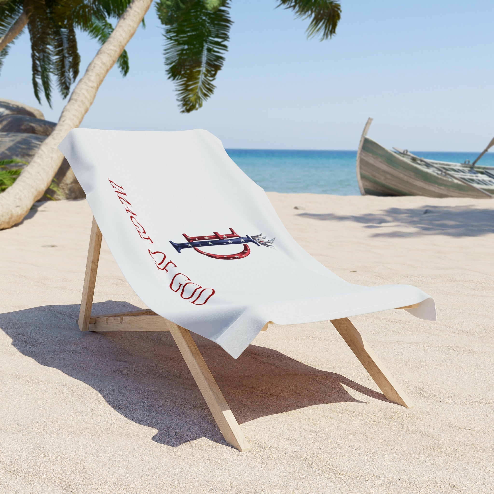Image of God Patriotic Beach Towel – Crowned Monogram Flag Design