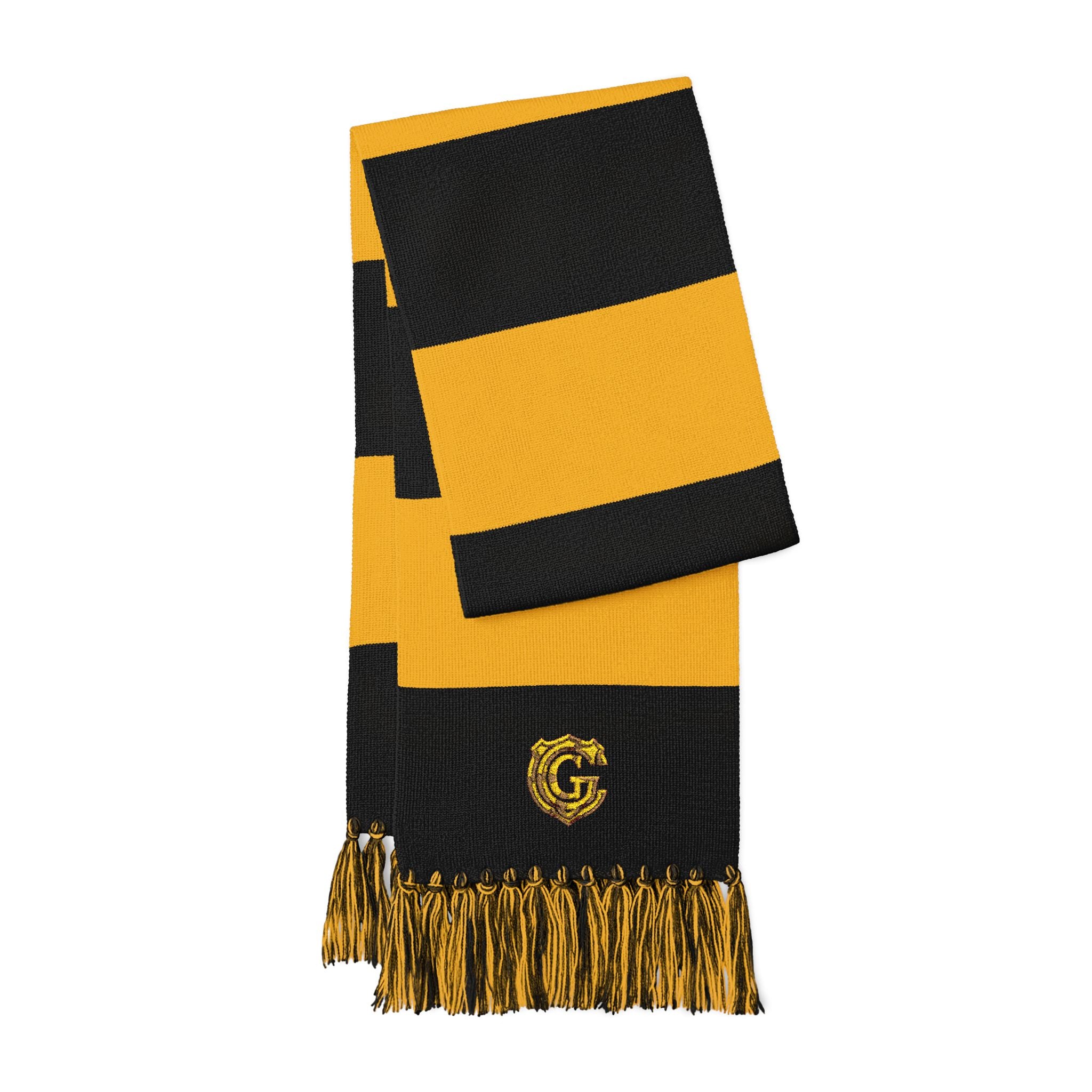 Embroidered Genesis Code Black & Gold Spectator Scarf — Halo Elite Edition