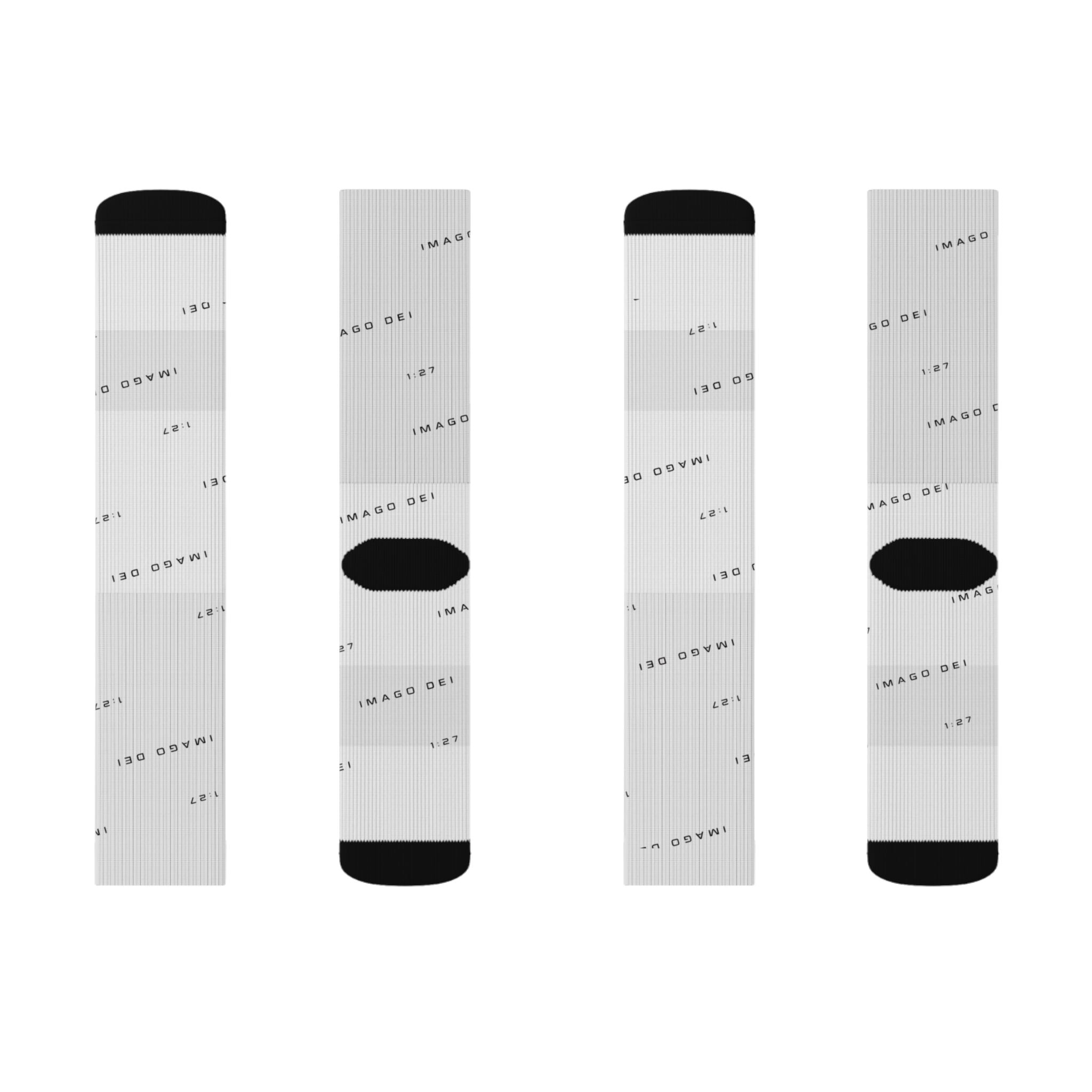 IMAGO DEI Elite Pattern Sublimation Socks — Lightweight Crew Socks with Neutral Geometric Design