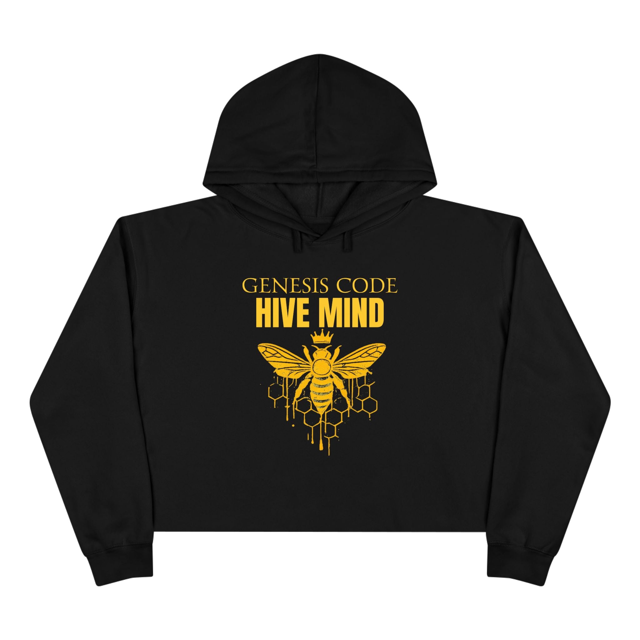 "HIVE" Crop Hoodie — Golden Bee Graphic Crop Hoodie (Genesis Code)