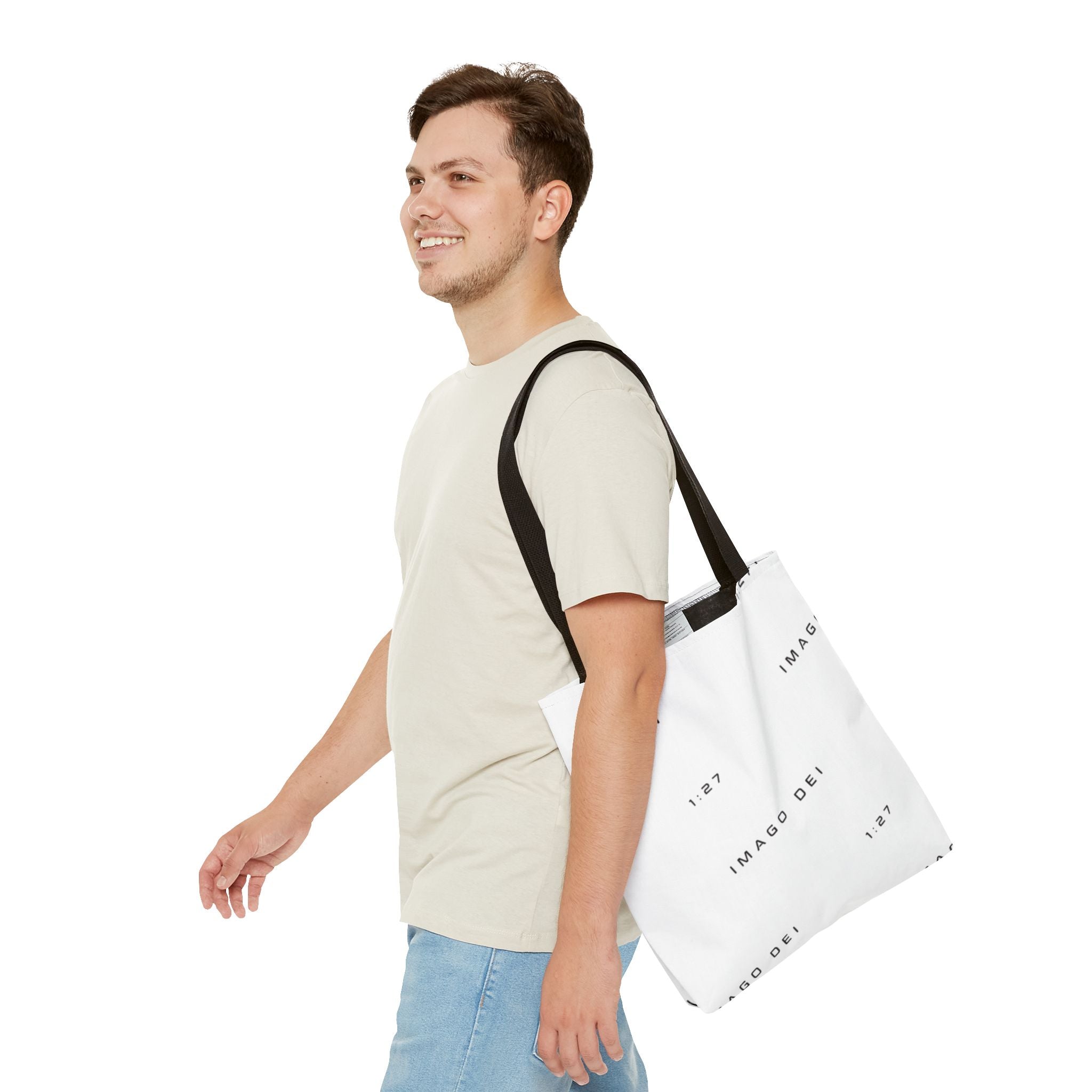 Imago Dei Accesories White Tote Bag — Minimalist Faith-Inspired Canvas Carryall
