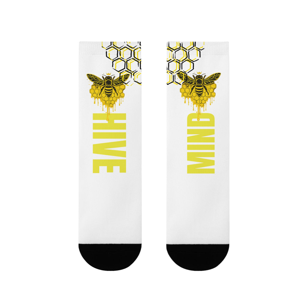 Genesis Code "Hive Mind" Sublimation Crew Socks — Bee & Honeycomb Graphic