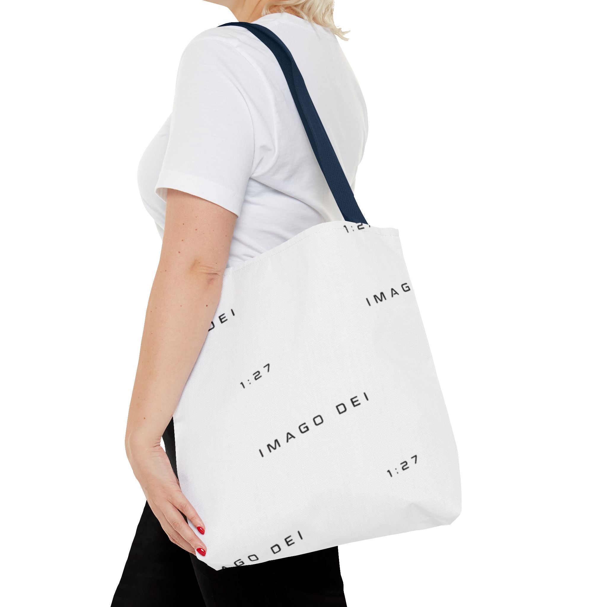 Imago Dei Accesories White Tote Bag — Minimalist Faith-Inspired Canvas Carryall