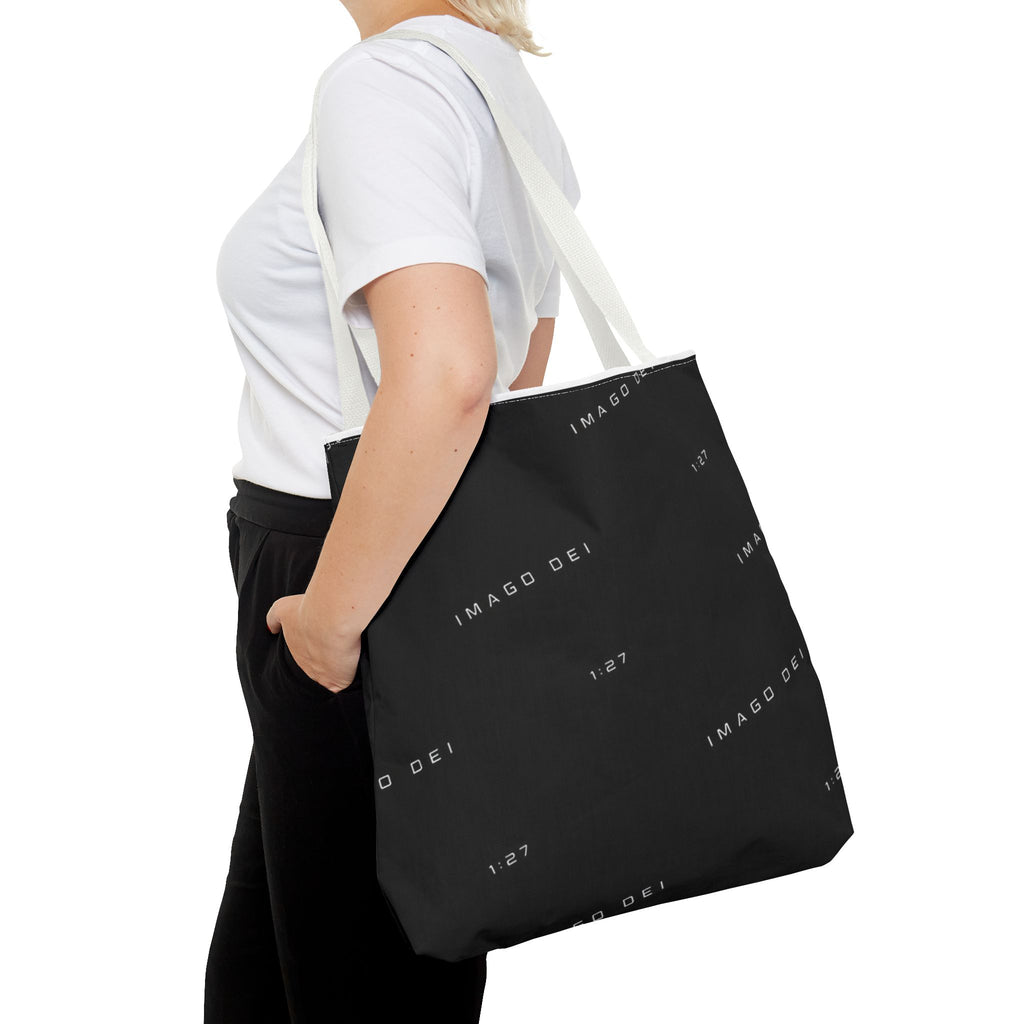 IMAGO DEI Black Tote Bag -Minimalist Faith-Inspired Canvas Carryall (Freedom Collection)