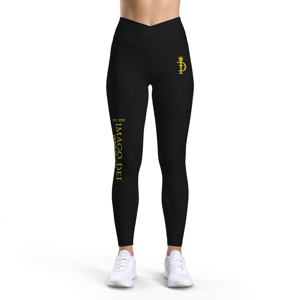 Imago Dei Elite Women’s Luxe Leggings — Black & Gold Faith-Inspired Yoga Tights
