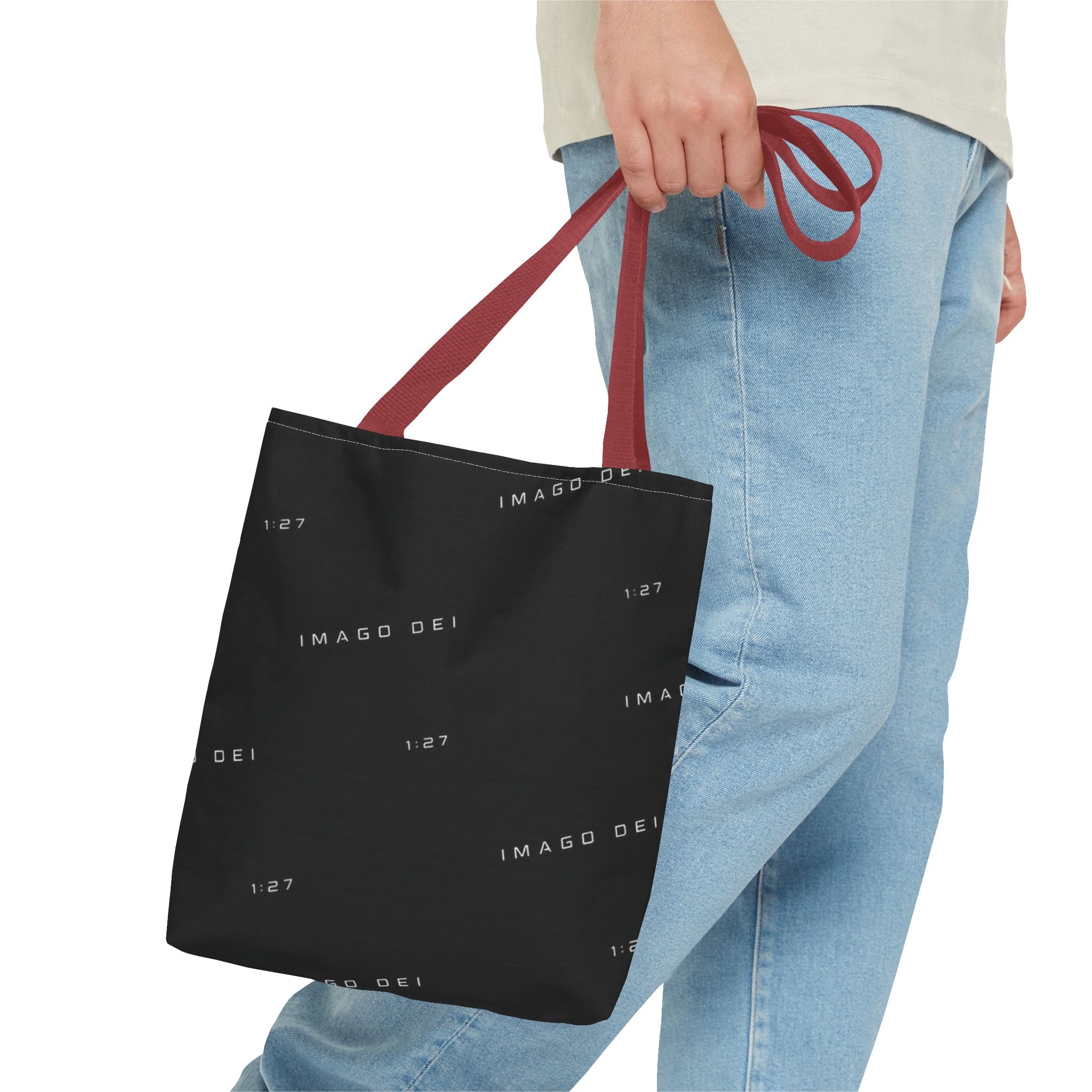 IMAGO DEI Black Tote Bag -Minimalist Faith-Inspired Canvas Carryall (Freedom Collection)