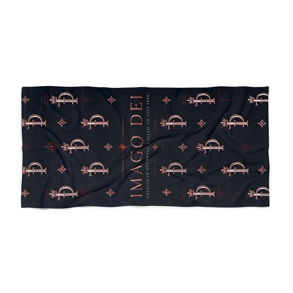 Luxury Monogram Beach Towel — Imago Dei Script Pattern
