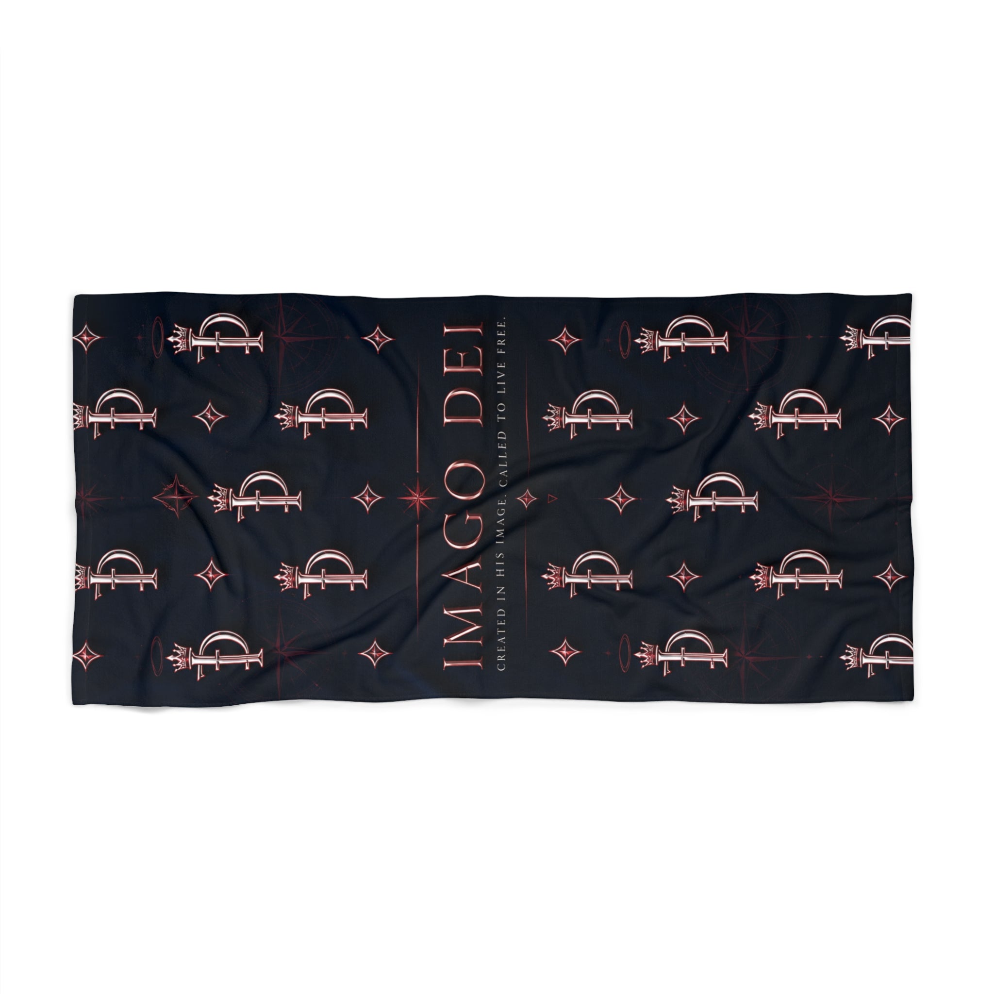 Luxury Monogram Beach Towel — Imago Dei Script Pattern