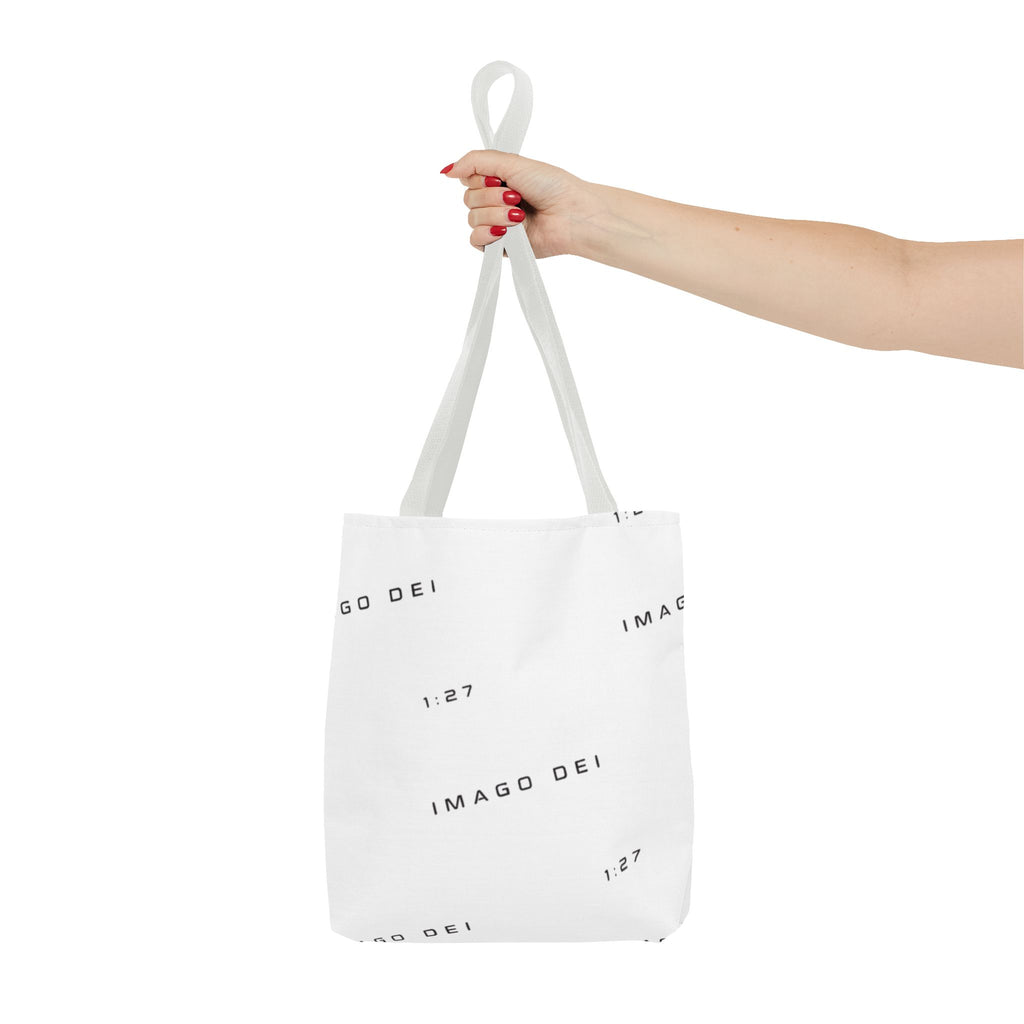 Imago Dei Accesories White Tote Bag — Minimalist Faith-Inspired Canvas Carryall