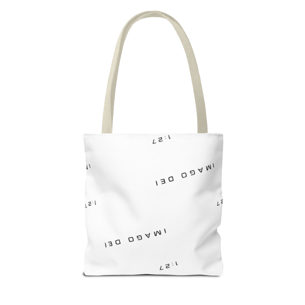 Imago Dei Accesories White Tote Bag — Minimalist Faith-Inspired Canvas Carryall