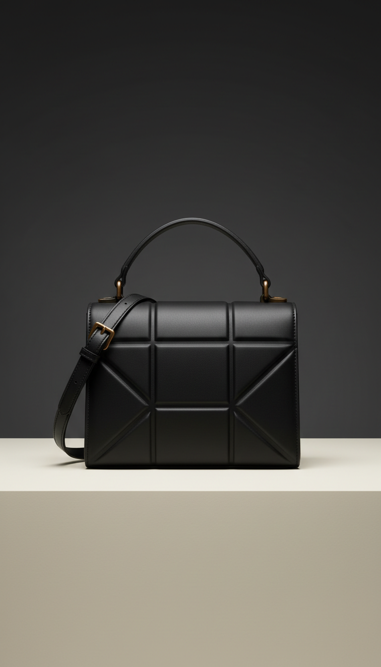 Matte Black Crossbody Bag, Statement Hardware