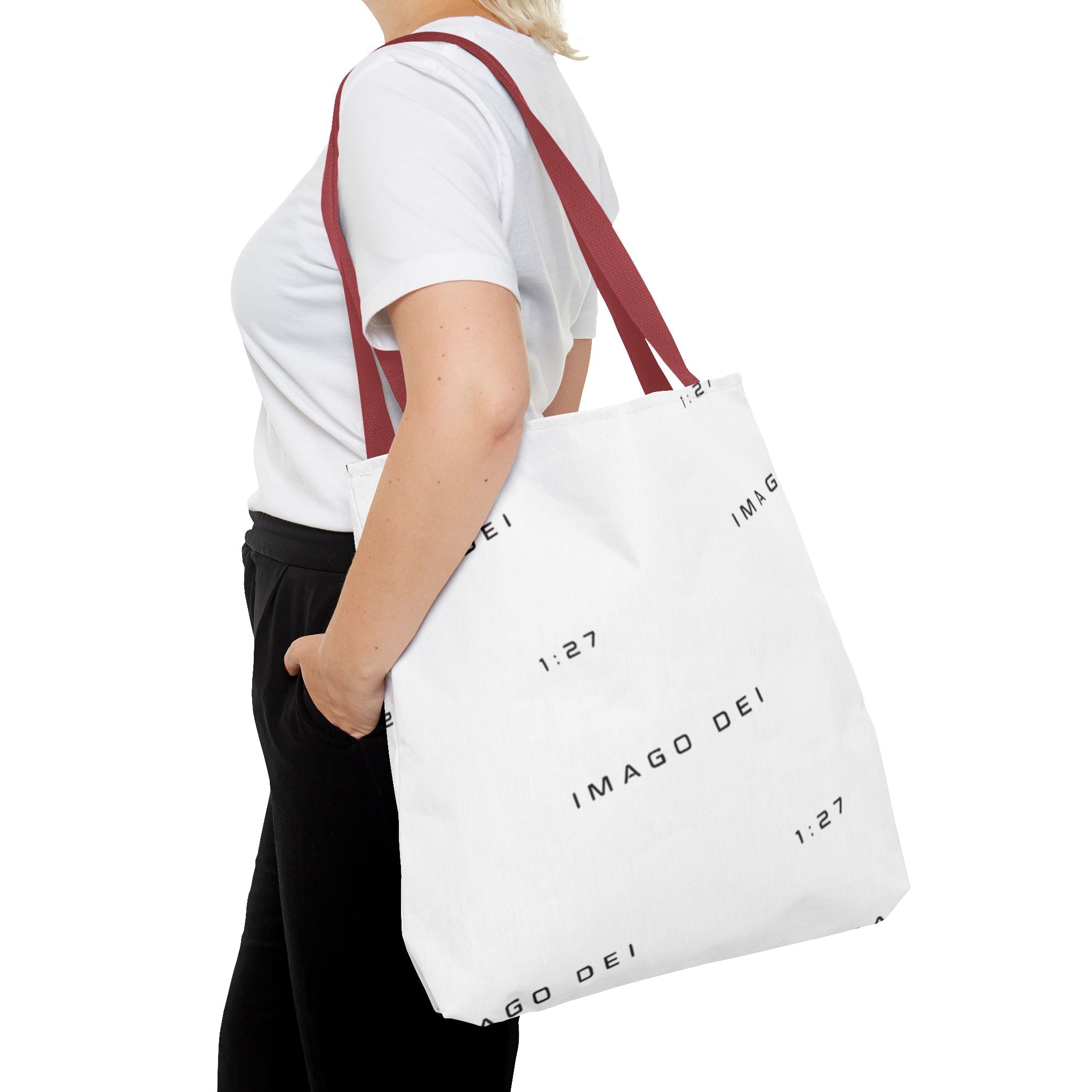 Imago Dei Accesories White Tote Bag — Minimalist Faith-Inspired Canvas Carryall