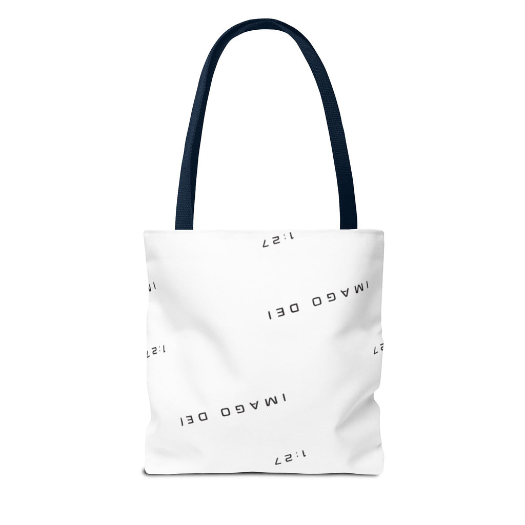 Imago Dei Accesories White Tote Bag — Minimalist Faith-Inspired Canvas Carryall