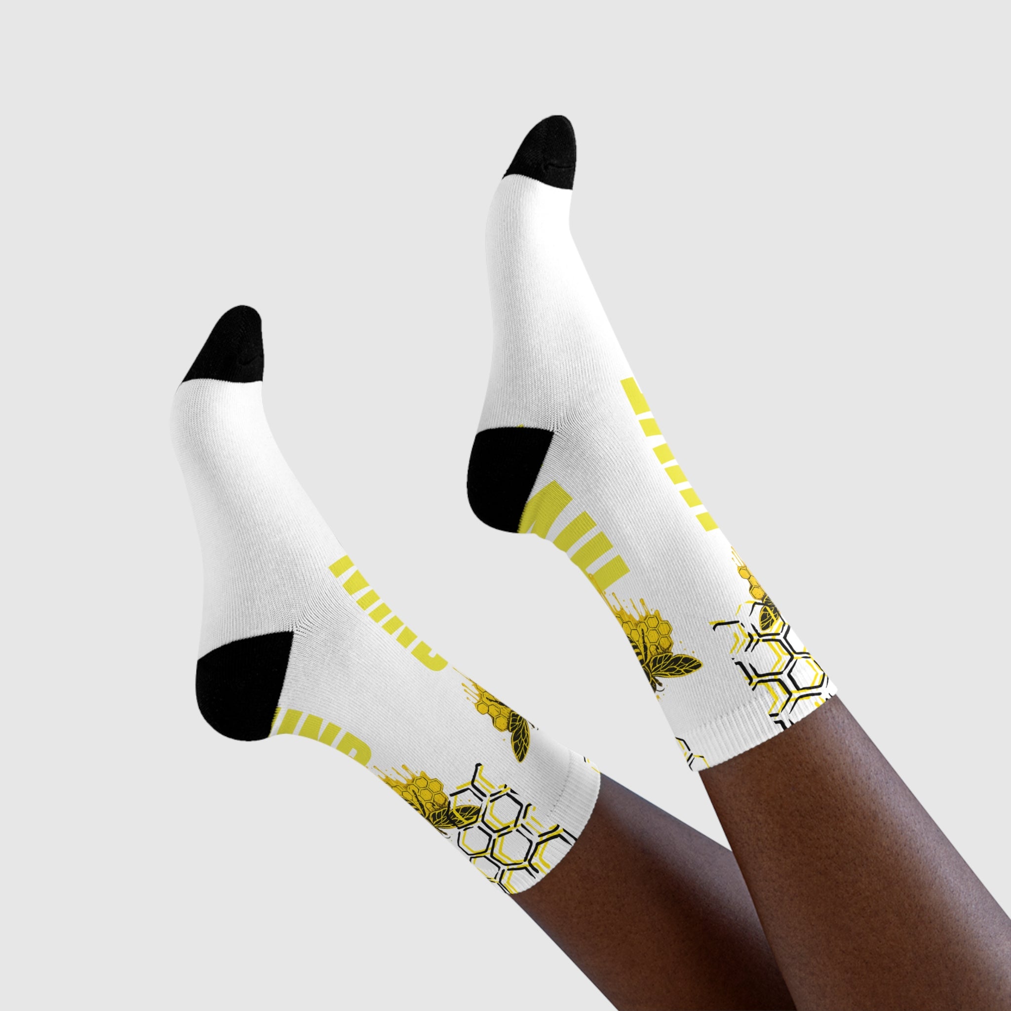 Genesis Code "Hive Mind" Sublimation Crew Socks — Bee & Honeycomb Graphic