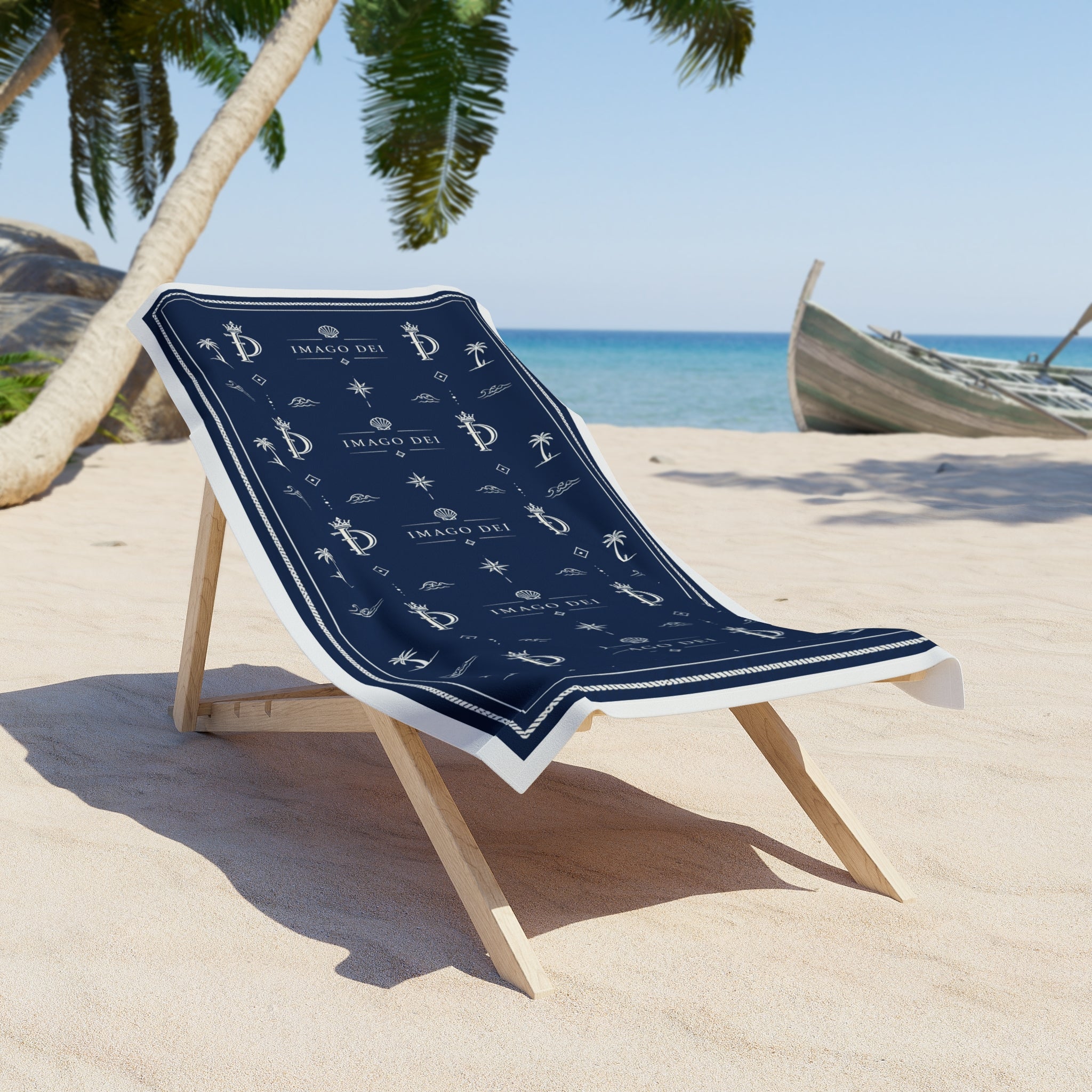 Imago Dei Anchor Pattern Beach Towel — (Blue) Coastal