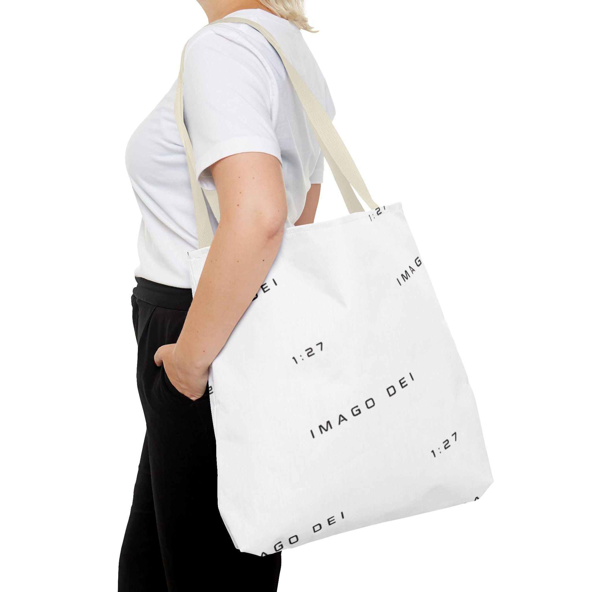 Imago Dei Accesories White Tote Bag — Minimalist Faith-Inspired Canvas Carryall