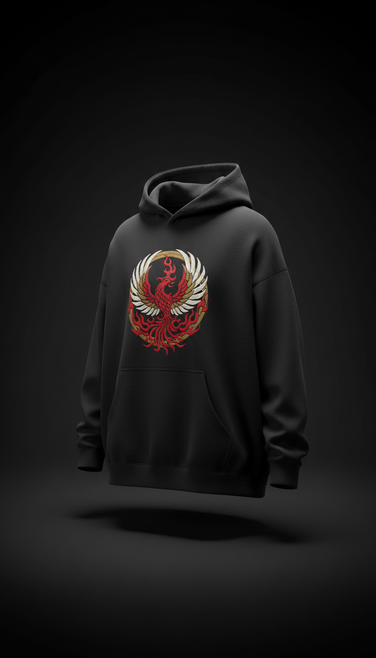 Oversized Hoodie with Rebirth Red Phoenix