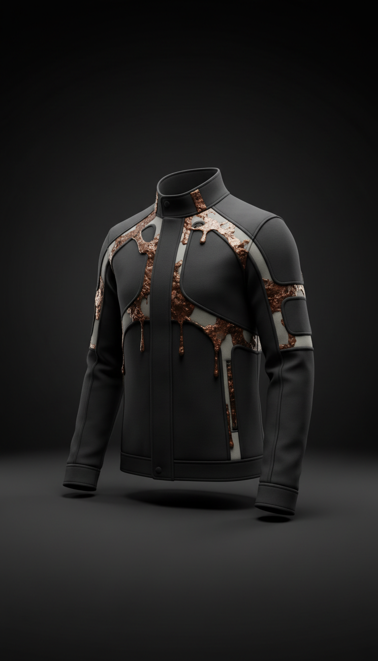 Technical Jacket with Molten Bronze Detail