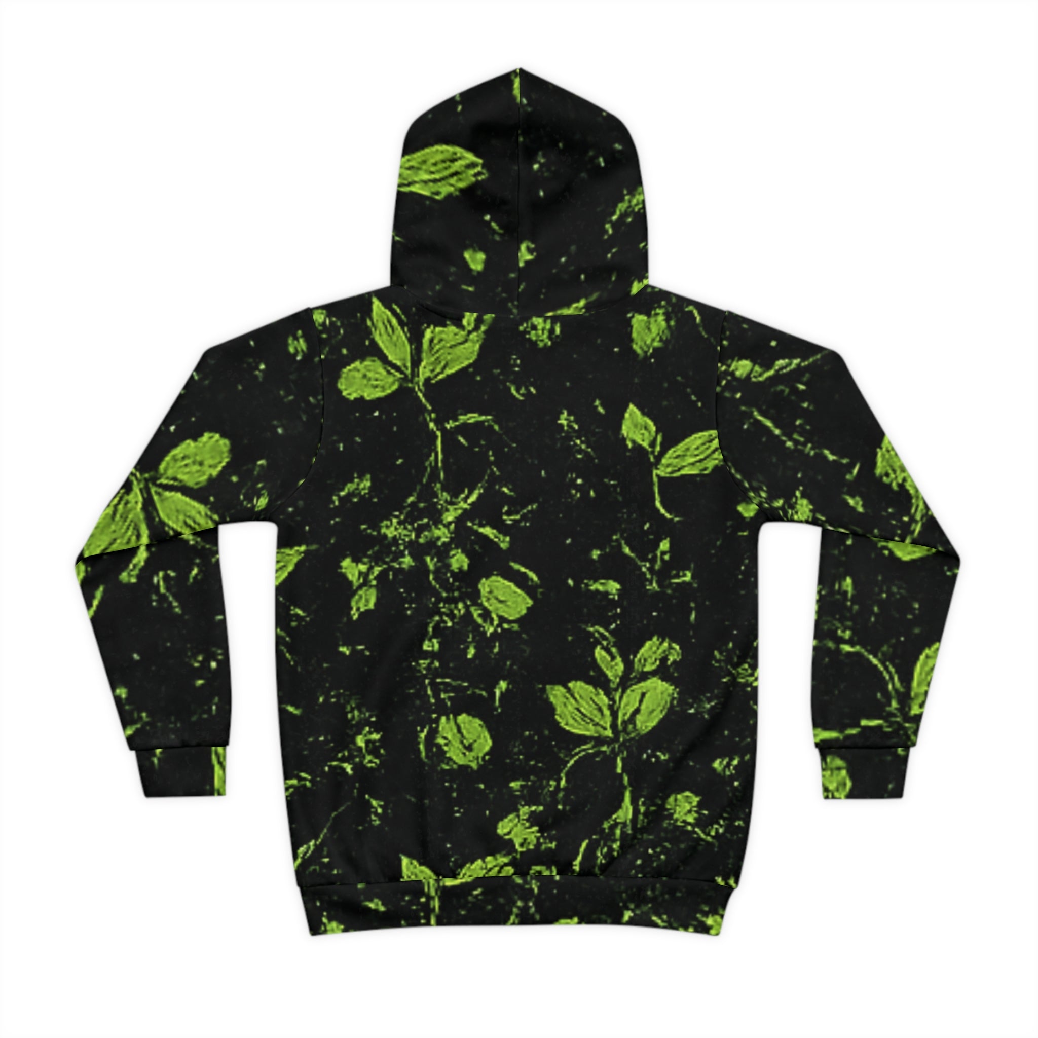 'Plant the Seed' Kids Hoodie — Green Leaf All-Over Print