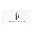 Image of God Patriotic Beach Towel – Crowned Monogram Flag Design