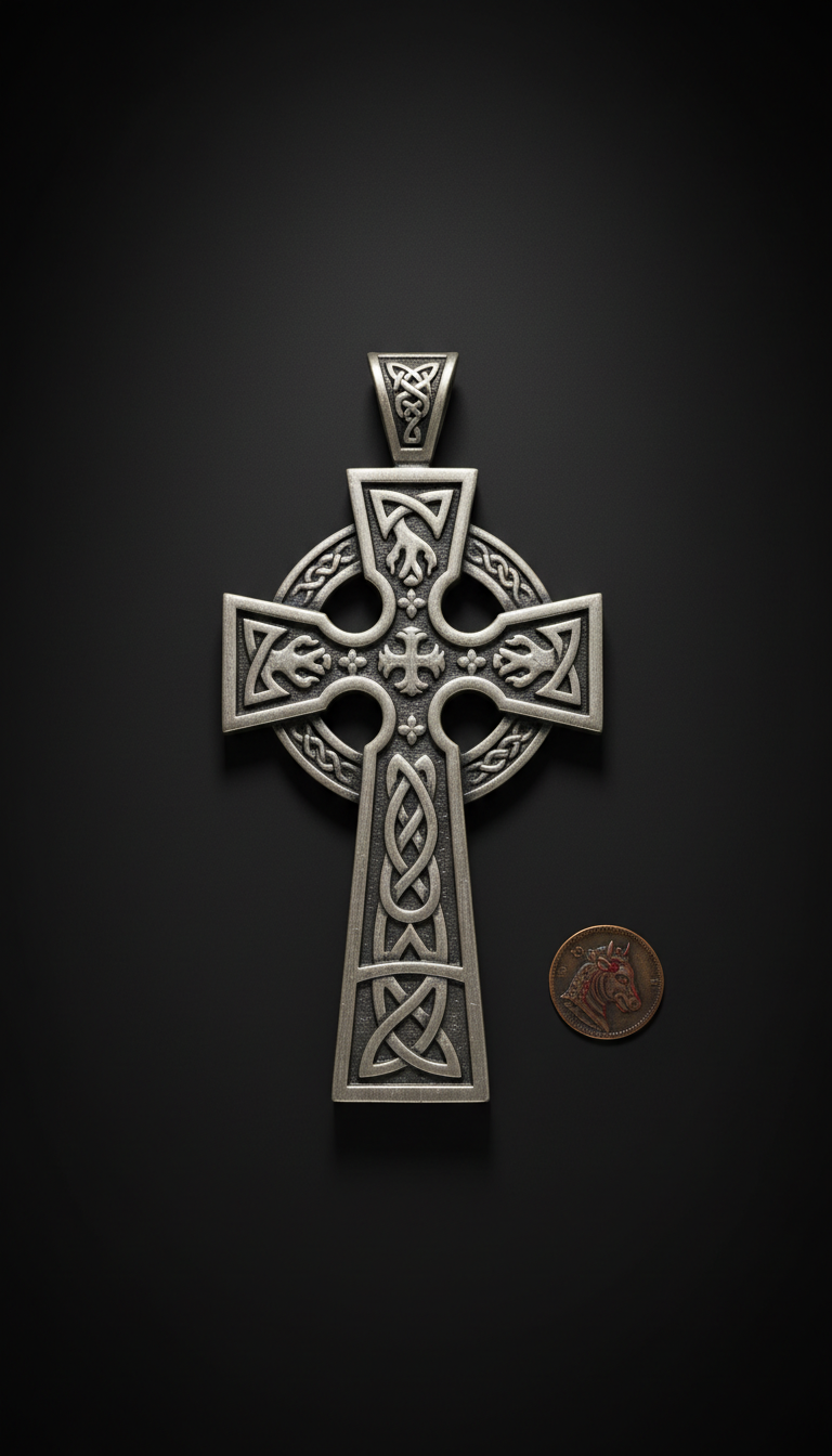 Pewter Cross Pendant Statement Accessory